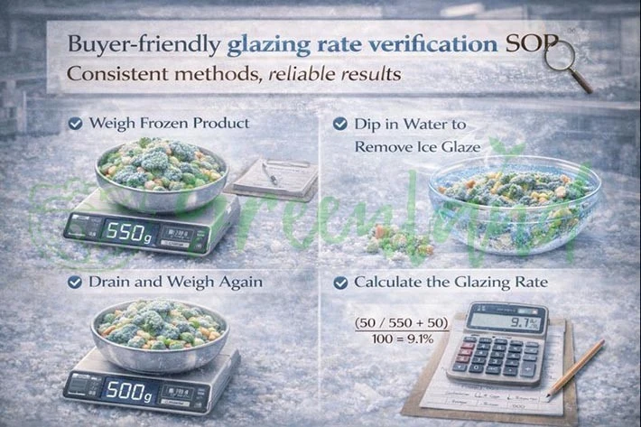 How to calculate glaze percentage of frozen vegetables using glazed weight and deglazed weight How to calculate glaze percentage of frozen vegetables using glazed weight and deglazed weight